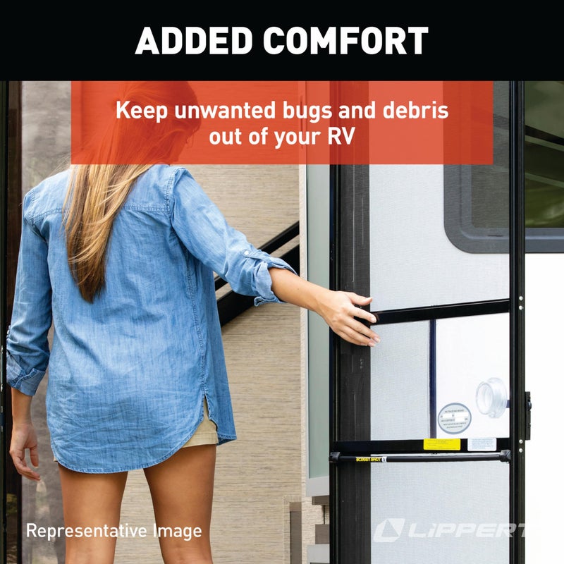 Lippert Components Lippert Replacement RV Screen Door Slider Panel with Push-Down Knob Opener, No Assembly, Easy Installation, Made from Durable Plastic - 239061, White - Image 4